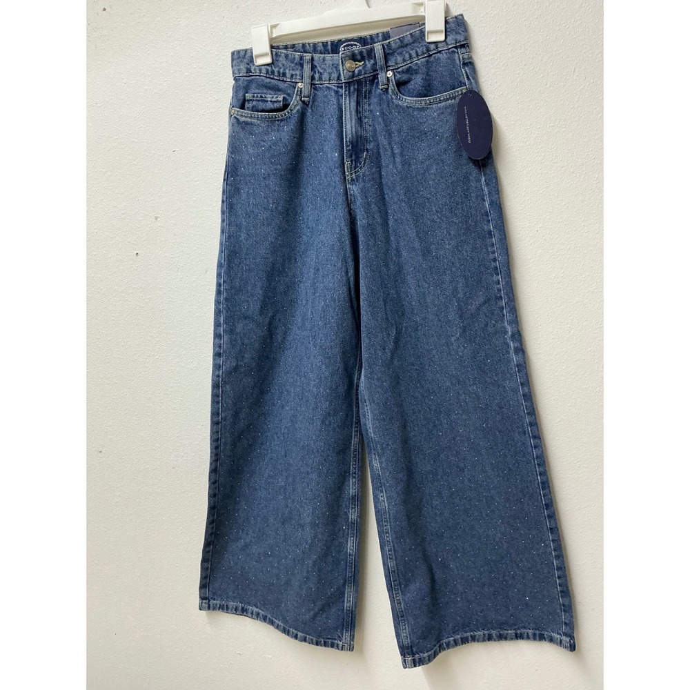 Scoop Womens‎ Rhinestone Wide Leg High Rise Jeans Caliber Blue SC020557B Size 0 - Picture 8 of 16